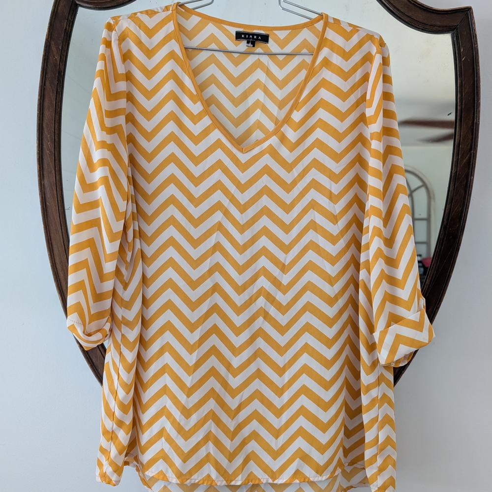 Kiara Yellow and White Chevron Blouse